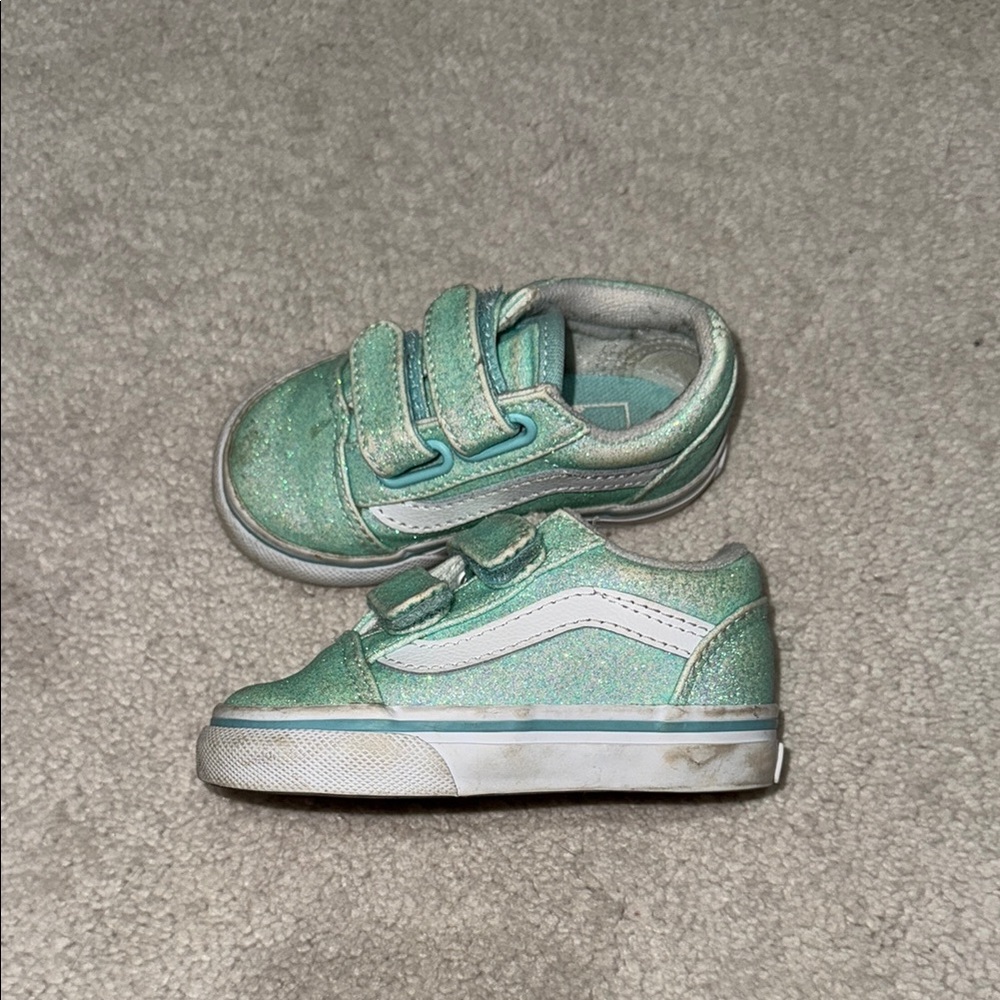 Vans Kids Glittery Mint Green Sneakers